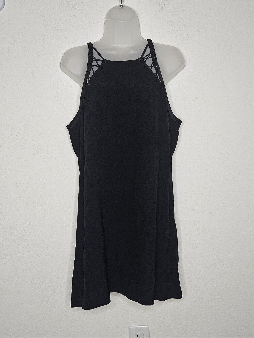 Ramy Brook Black Lace-Up Shift Dress Size 10 Sleeveless Mini Cocktail Dress